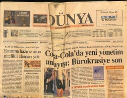 Dünya Gazetesi 29 Ocak 2007 - Coca-Colada Yeni Yönetim Anlayışı Bürokrasiye Son GZ100489 - 1