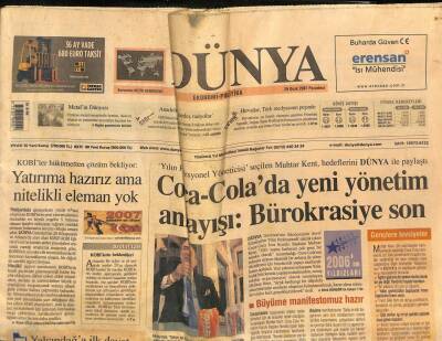 Dünya Gazetesi 29 Ocak 2007 - Coca-Colada Yeni Yönetim Anlayışı Bürokrasiye Son GZ100489 - 1