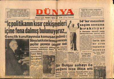 Dünya Gazetesi 3 Ağustos 1961 - Bir Bulgar Subayı İle Yeğeni Bize İltica Etti GZ87178 - 1