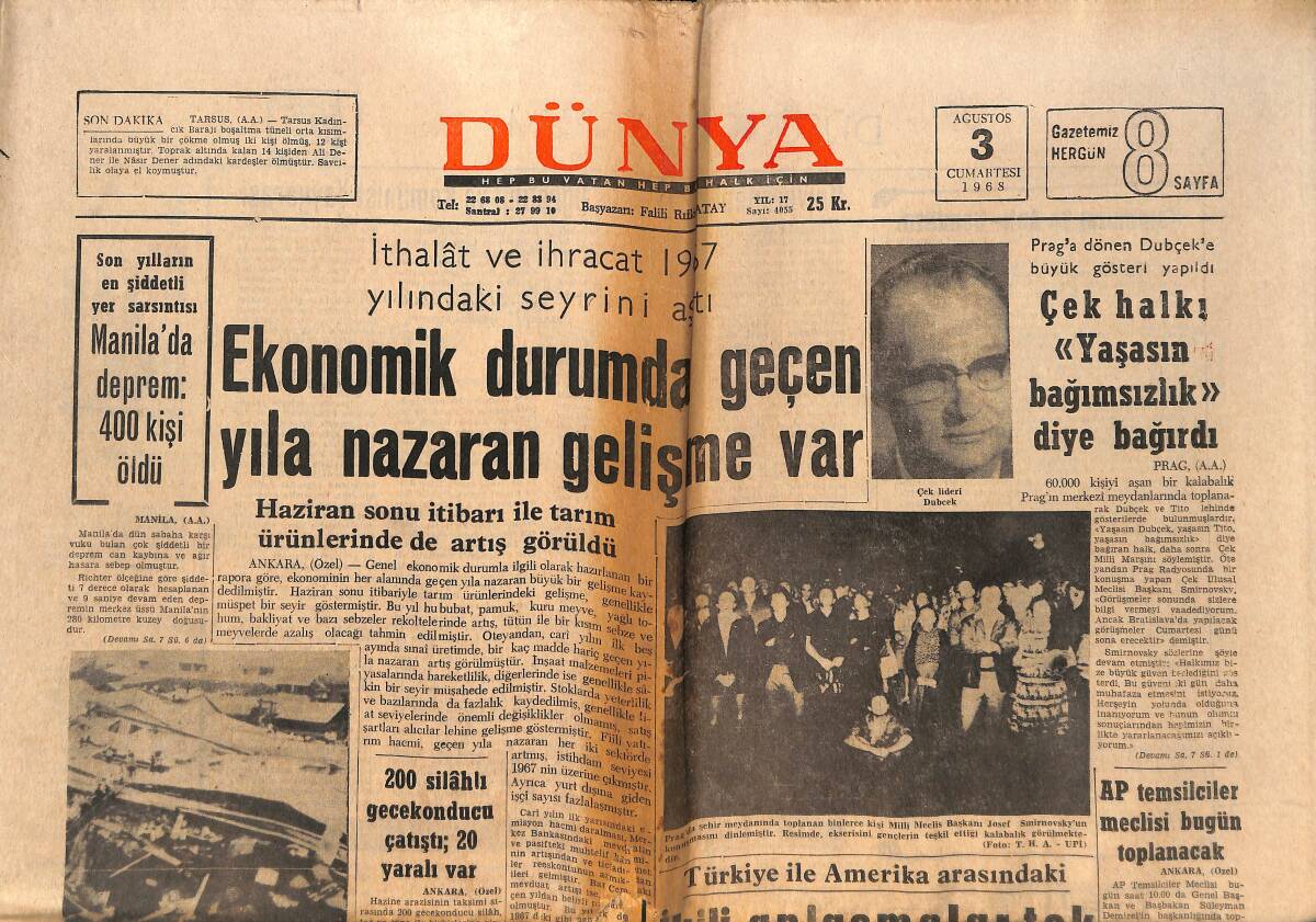 Dünya Gazetesi 3 Ağustos 1968 - Altı Güzel Kadın Çirkinleşmeden Öldü: Jayne Mansfield GZ152511 - 1