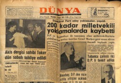 Dünya Gazetesi 3 Ekim 1957 - 200 Kadar Milletvekili Yoklamalarda Kaybetti GZ59919 - 2