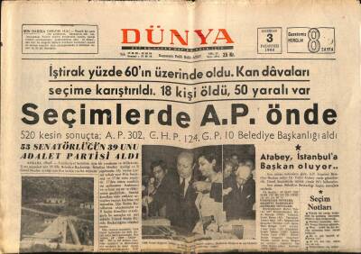 Dünya Gazetesi 3 Haziran 1968 - Kan Davaları Seçime Karıştırıldı . 18 Kişi Öldü , 50 Yaralı Var GZ90577 - 1