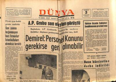 Dünya Gazetesi 3 Haziran 1970 - Orman Fakültesinde Silah Mermi Ve Bomba Bulundu GZ66182 - 1