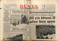 Dünya Gazetesi 3 Kasım 1970 - 1971 Yılı Bütçesi 35 Milyar Lirayı Aşıyor GZ68272 - 2