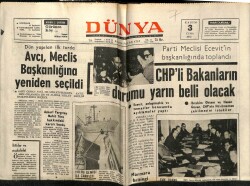 Dünya Gazetesi 3 Kasım 1972 - CHPli Bakanların Durumu Yarın Belli Olacak GZ61064 - 2