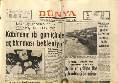 Dünya Gazetesi 3 Mart 1970 - Odtüde Boykot Bitti Derslere Bugün Başlanıyor GZ68043 - 1