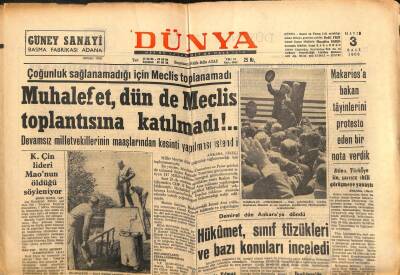 Dünya Gazetesi - 3 Mayıs 1966 - Muhalefet Dün de Meclis Toplantısına Katılmadı GZ111021 - 1