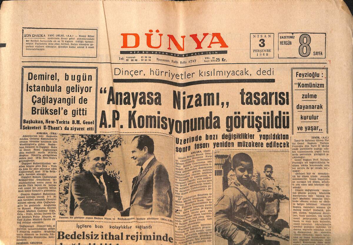 Dünya Gazetesi 3 Nisan 1969 - Türkân Şoray'ın Fiyatı Reşat Altını Gibi Yükseliyor GZ150539 - 1