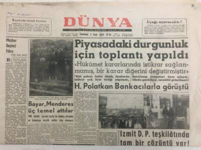 Dünya Gazetesi 3 Ocak 1959 - Adnan Menderes Ve Bayar Temel Attılar GZ52388 - 1