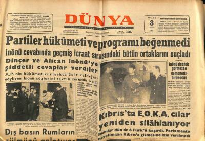 Dünya Gazetesi 3 Ocak 1964 - Kıbrısta E.O.K.A.cılar Yeniden Silahlanıyor GZ82179 - 1