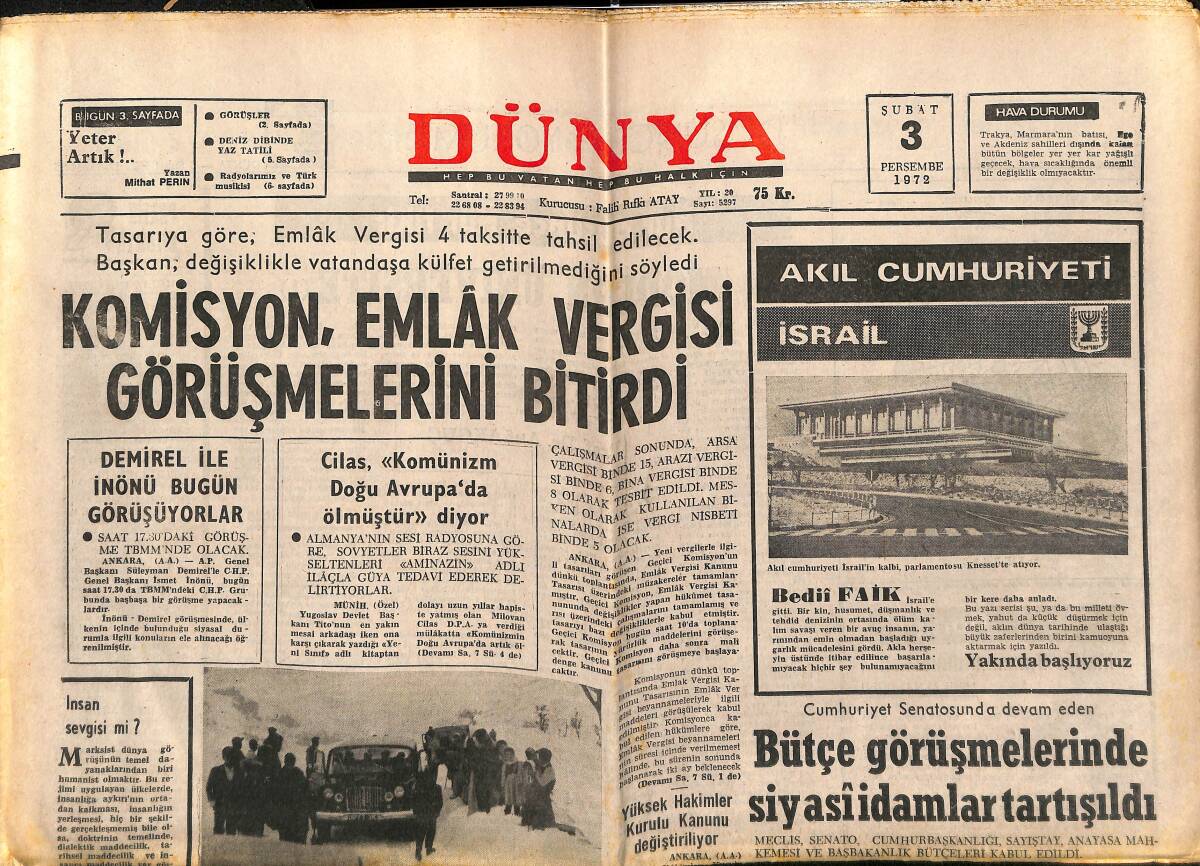Dünya Gazetesi 3 Şubat 1972 - Ülkü Ülker Hiç Durmadan Film Çeviriyor - Selma Güneri: Yeter ki İyi Bir Rol Versinler GZ152181 - 1