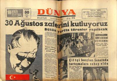 Dünya Gazetesi 30 Ağustos 1963 - 30 Ağustos Zaferini Kutluyoruz GZ59985 - 1