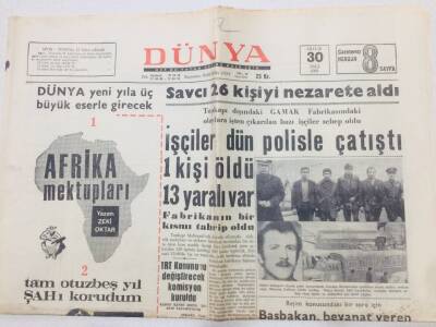 Dünya Gazetesi 30 Aralık 1969 - İşçiler Polisle Çatıştı GZ53275 - 1
