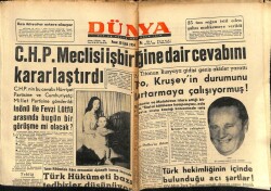 Dünya Gazetesi 30 Eylül 1956 - CHP Meclisi İşbirliğine Dair Cevabını Kararlaştırdı GZ59915 - 1