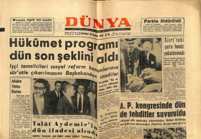 Dünya Gazetesi 30 Haziran 1962 - Talat Aydemirin Dün İfadesi Alındı GZ59792 - 1