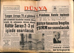 Dünya Gazetesi 30 Kasım 1970 - CHP Parti Meclisi Toplantısında İnönü Ciddi Bir Kriz Geçirdi GZ67353 - 1