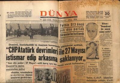 Dünya Gazetesi - 30 Mayıs 1966 - İnönü Komünist Rejime Kesin Surette Karşıyız GZ111024 - 1