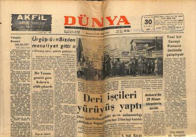 Dünya Gazetesi 30 Nisan 1965 - Deri İşçileri Yürüyüş Yaptı GZ61078 - 2