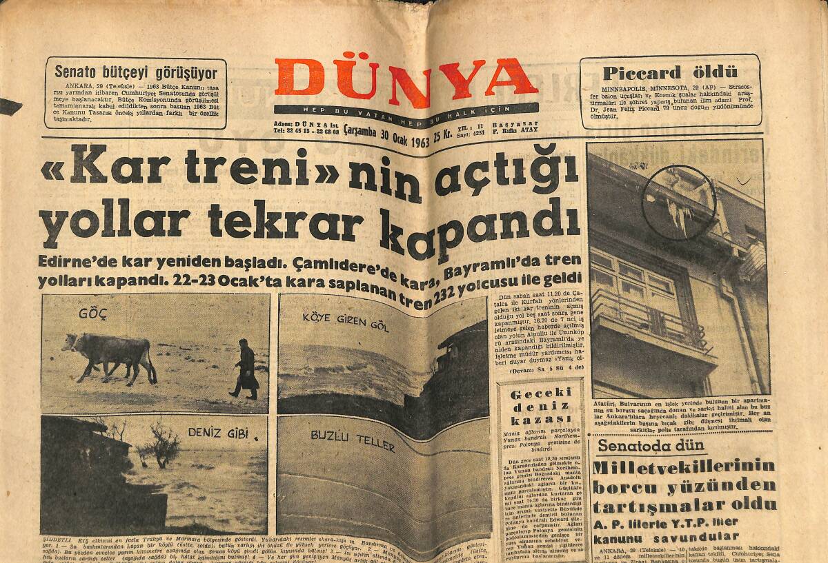 Dünya Gazetesi 30 Ocak 1963 - Yüz Bin Marklık Yolsuzluk İddiası - Y.T.P. Grubu Affa Taraftar GZ142932 - 1