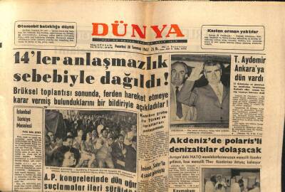 Dünya Gazetesi 30 Temmuz 1962 - Akdenizde Polarisli Denizaltılar Dolaşacak GZ103103 - 2