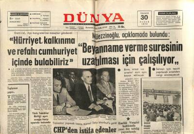 Dünya Gazetesi 30 Temmuz 1972 - CHPden İstifa Edenler Yeni Partiyi Kuruyor GZ68121 - 2