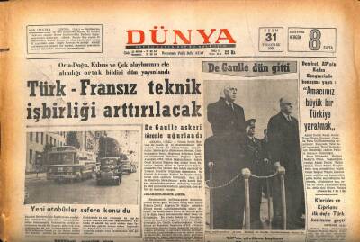 Dünya Gazetesi 31 Ekim 1968 - İngiliz Basını Ve De Gaullenin Türkiye Ziyareti GZ85941 - 1
