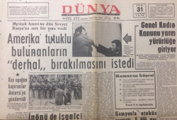 Dünya Gazetesi 31 Ekim 1970 - Amerika Tutuklu Bulunanların Derhal Bırakılmasını İstedi - GZ12912 - 2