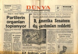Dünya Gazetesi 31 Ekim 1971 - B.Amerika Senatosu Dış Yardımları Reddetti GZ68296 - 1