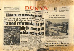Dünya Gazetesi 31 Mayıs 1970 - Personel Reformundan En Çok Küçük Memurlar İstifade Edecekler GZ66173 - 2