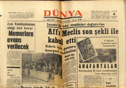 Dünya Gazetesi 4 Ağustos 1966 - Affı Meclis Son Şekli İle Kabul Etti GZ59902 - 1