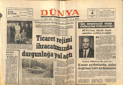 Dünya Gazetesi 4 Ağustos 1971 - 2 Astronot Kenetlenmede Ölüm Tehlikesi Atlattı GZ82215 - 1