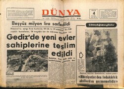Dünya Gazetesi 4 Aralık 1970 - Gedizde Yeni Evler Sahiplerine Teslim Edildi GZ68140 - 1