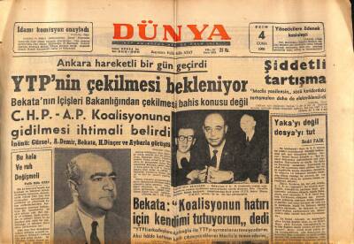 Dünya Gazetesi 4 Ekim 1963 - Ankara Hareketli Bir Gün Geçirdi GZ83024 - 1