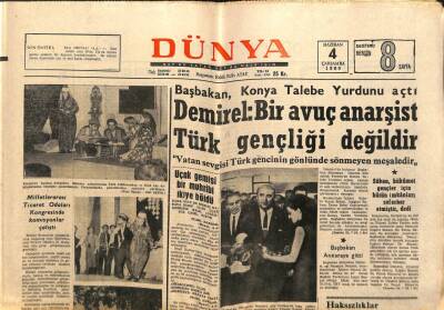 Dünya Gazetesi - 4 Haziran 1969 - Bir Avuç Anarşist Türk Genliği Değildir GZ111032 - 1