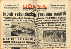 Dünya Gazetesi 4 Mart 1963 - İsmet İnönü Vatandaşları Yardıma Çağırdı GZ61104 - 1