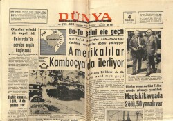 Dünya Gazetesi 4 Mayıs 1970 - Amerikalılar Kamboçyada İlerliyor GZ66208 - 2