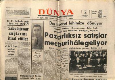 Dünya Gazetesi 4 Şubat 1970 - Dış Ticaret Lehimize Dönüyor.Pazarlıksız Satışlar Mecburi Hale Geliyor GZ61102 - 2