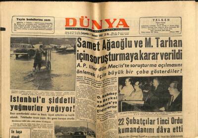 Dünya Gazetesi 4 Temmuz 1962 - Samet Ağaoğlu Vr M.Tarhan İçin Soruşturma Kararı Verildi GZ59795 - 1