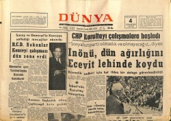 Dünya Gazetesi 4 Temmuz 1970 - İnönü, Dün Ağırlığını Ecevit Lehinde Koydu GZ66978 - 1