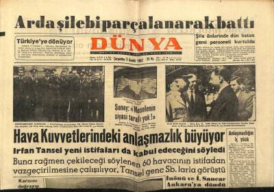 Dünya Gazetesi 5 Aralık 1962 - Arda Şilebi Parçalanarak Battı GZ68017 - 2