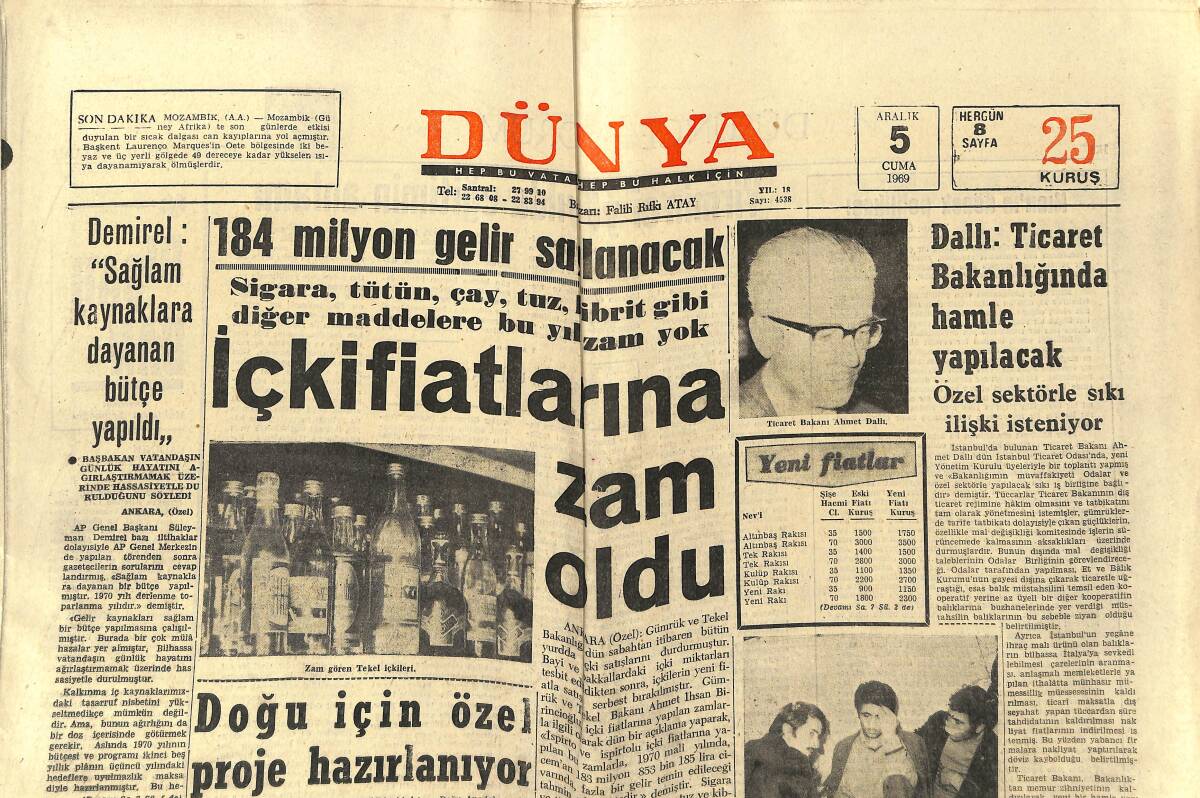 Dünya Gazetesi 5 Aralık 1969 - Zeki Müren Çalışmaya Başlıyor - Kamacı Avrupa Liglerinde GZ150966 - 1