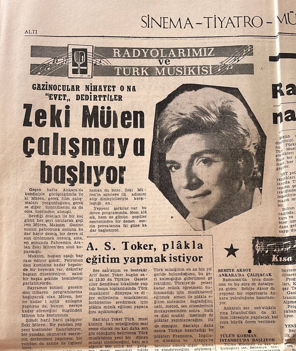 Dünya Gazetesi 5 Aralık 1969 - Zeki Müren Çalışmaya Başlıyor - Kamacı Avrupa Liglerinde GZ150966 - 2