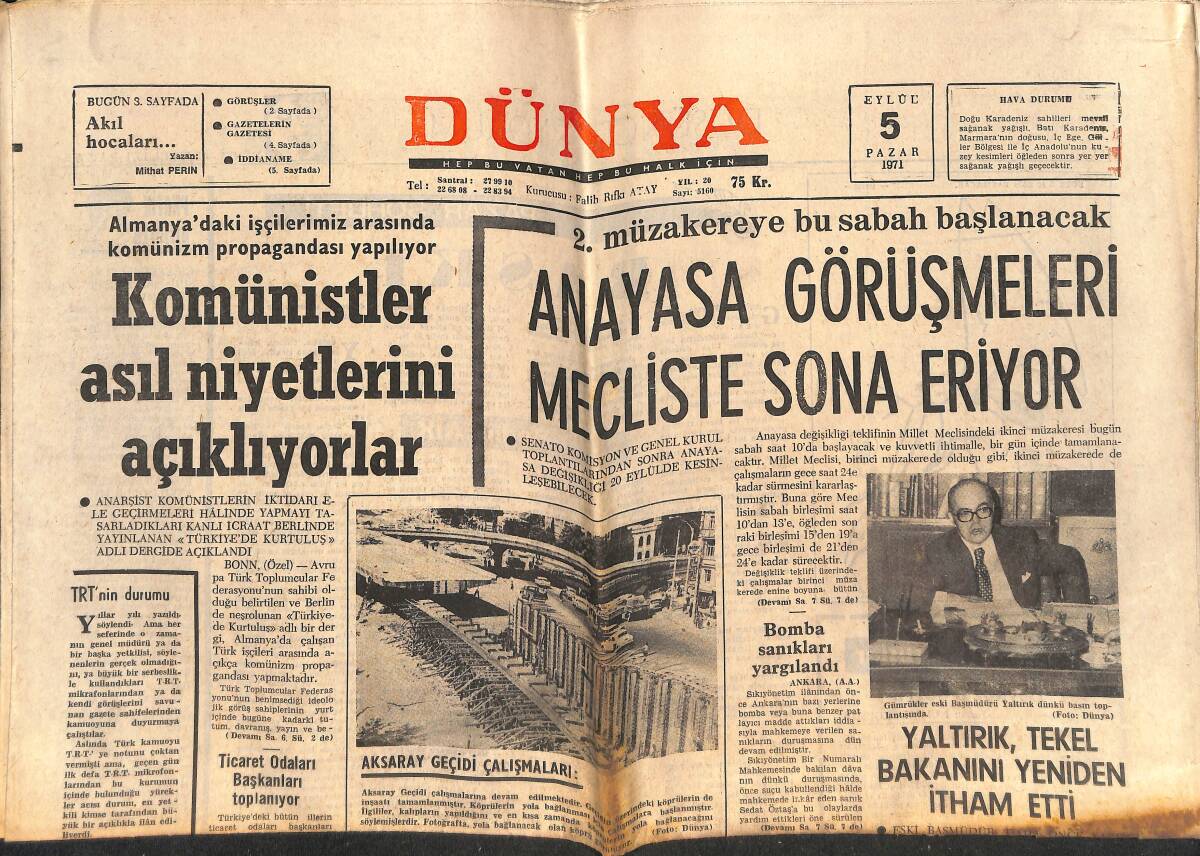 Dünya Gazetesi 5 Eylül 1971 - Dünya Sosyetesi Monaco'da Buluştu, Richard Burton, Grace, Reiner Ve Liz Taylor Gecenin Başlangıcında GZ151094 - 1