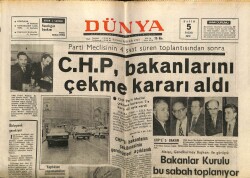 Dünya Gazetesi 5 Kasım 1972 - CHP Bakanlarını Çekme Kararı Aldı GZ68231 - 1