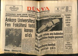 Dünya Gazetesi 5 Mart 1969 - Ankara Üniversitesi Fen Fakültesi Tatil Kararı Verdi GZ61058 - 2