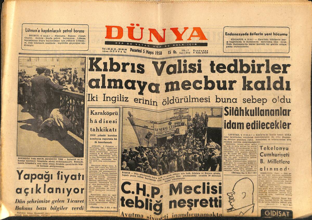 Dünya Gazetesi 5 Mayıs 1958 - Amerikan Sosyetesi Bunlarla Meşgul - Washington Nasır'ı Desteklemeye Başladı GZ152228 - 1