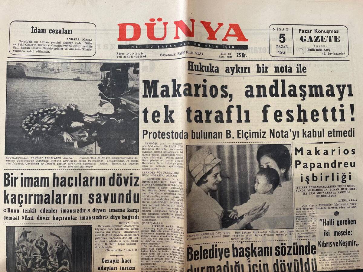 Dünya Gazetesi 5 Nisan 1964 - İran Şahı'nın Kız Kardeşi, Tokyo'da Küçük Japon Prensesi Mikasa'yı Okşarken GZ151100 - 1