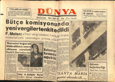 Dünya Gazetesi 5 Şubat 1961 - O. Birliği Bina Vergilerine Yapılan Zammı Çok Buluyor GZ87203 - 1