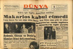 Dünya Gazetesi 5 Şubat 1964 - Kıbrıs İçin İngiliz Amerikan Teklifini Makarios Kabul Etmedi GZ68159 - 2