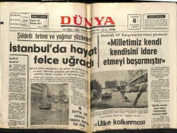 Dünya Gazetesi 6 Ağustos 1972 - Şiddetli Fırtına Ve Yağmur Yüzünden İstanbulda Hayat Felce Uğradı GZ61085 - 2